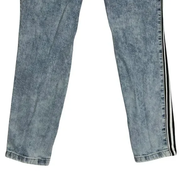 Claudia Rabelo Jeans Womens 28 Acid Distressed Straight Leg Denim Side Stripes - Picture 7 of 15